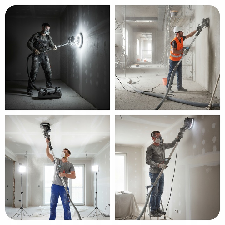 SZLIFIERKA ŻYRAFA majster PRO Polska ŚCIAN TYNKÓW LED TORBA 2000W