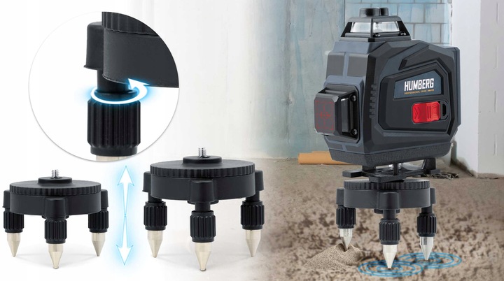 POZIOMICA LASEROWA LASER KRZYŻOWY 4D SAMOPOZIOMUJĄCY 40m 2 Akumulatory