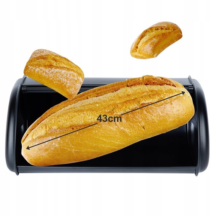 Duży CHLEBAK czarny metalowy pojemnik kuchenny na pieczywo chleb bułki