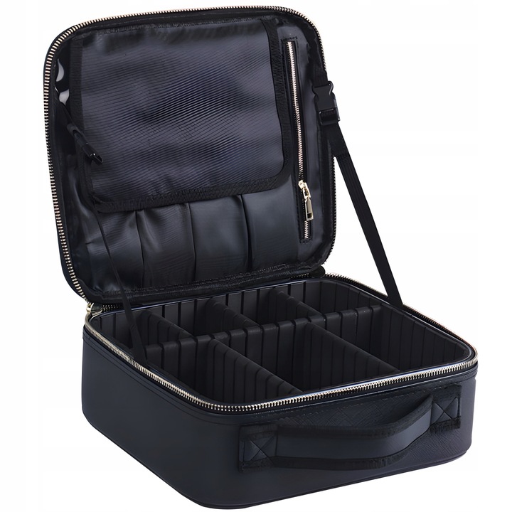 KOSMETYCZKA ORGANIZER KUFEREK NA KOSMETYKI DUŻA TORBA PODRÓŻNA CZARNA