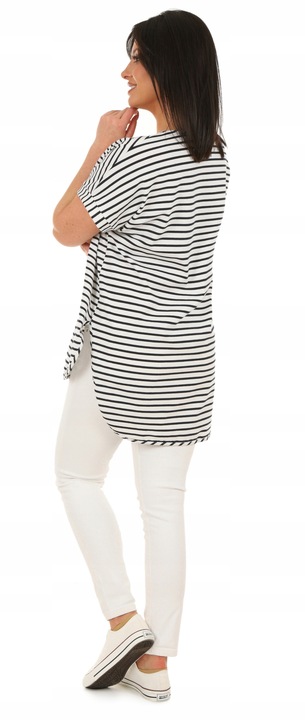 Moda Fresca F625 paski Oversizowa asymetryczna TUNIKA