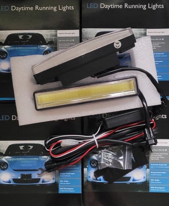 MOCNE ŚWIATŁA DO JAZDY DZIENNEJ LED COB KRÓTKIE E4 RL00