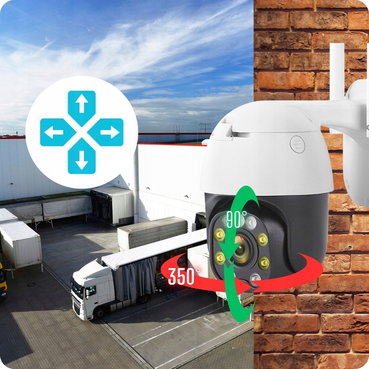 Obrotowa Kamera WiFi Zewnętrzna Bezprzewodowa 5MPX 5MP Alarm Czujnik Ruchu