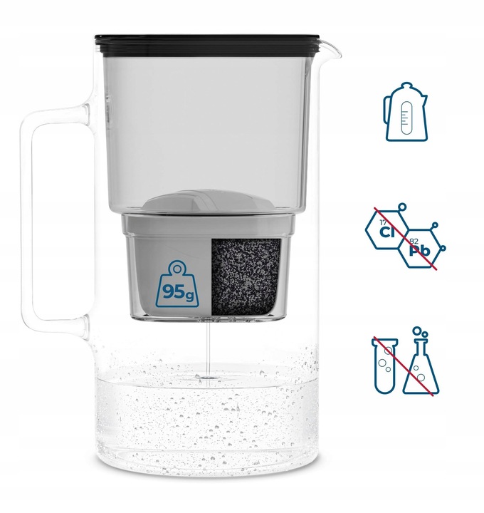 DZBANEK SZKLANY WESSPER D2 BOROSILICATE 3l + 1x FILTR WKŁAD WODY