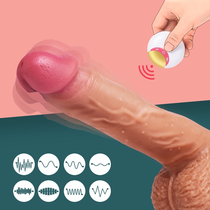 realistyczne dildo Analne wibrator z pilotem 21.5cm, 8 wibracji i 6 pchnięć