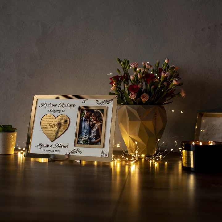Podziękowania DLA RODZICÓW Mamy Taty Ślub Wesele w Ramce Złote Lustro 3D