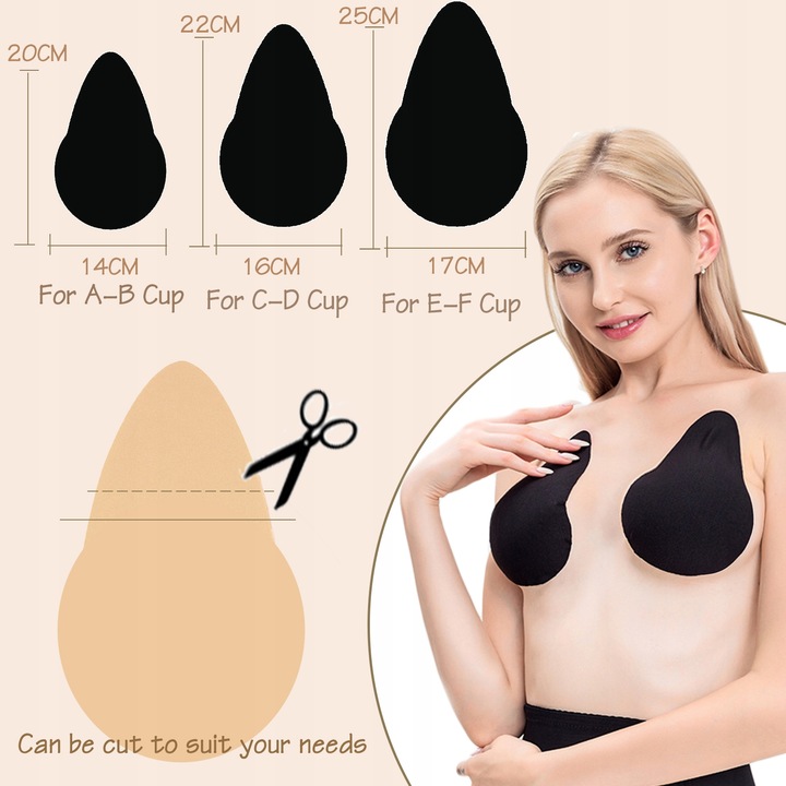 2 pary Taśma podnosząca piersi dla dużych piersi z osłonki na sutki,C-D CUP