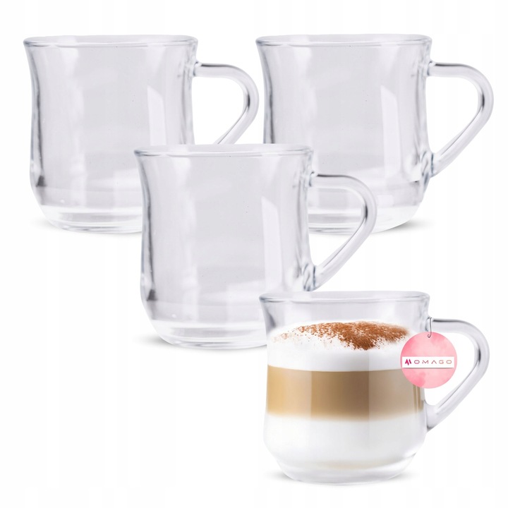 6 x SZKLANKI DO KAWY HERBATY KUBEK Z UCHEM 320ml