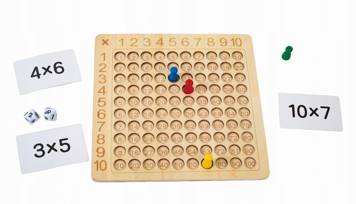 DREWNIANA TABLICZKA MNOŻENIA UKŁADANKA MONTESSORI LICZYDŁO