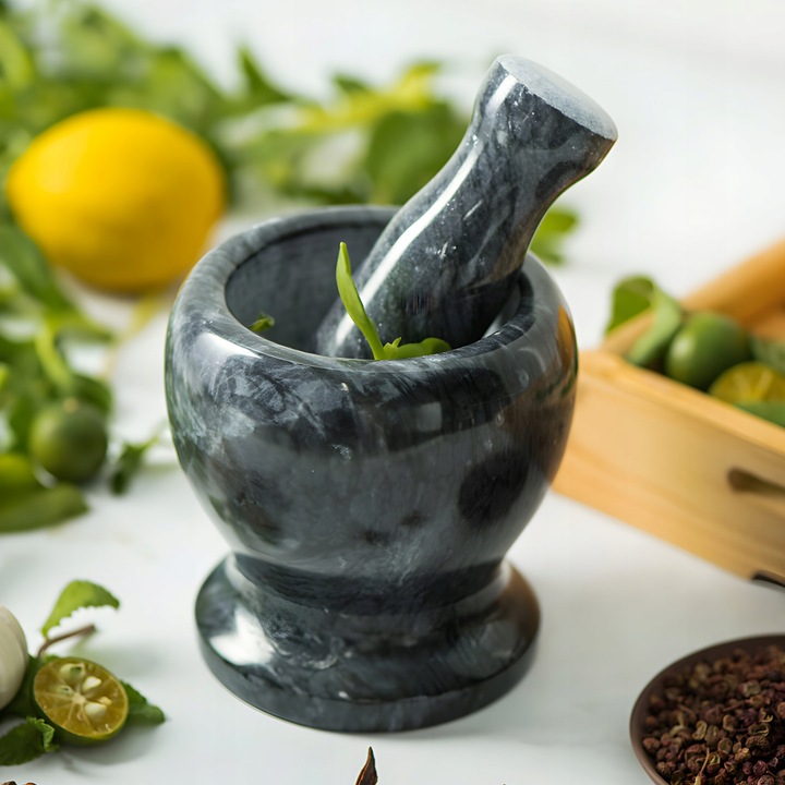 MOŹDZIERZ KUCHENNY KAMIENNY TŁUCZEK DO UCIERANIA PRZYPRAW ZIÓŁ