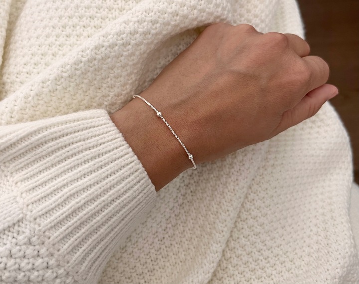 SREBRNA BRANSOLETKA DAMSKA celebrytka Z KULKAMI dla NIEJ SREBRO 925