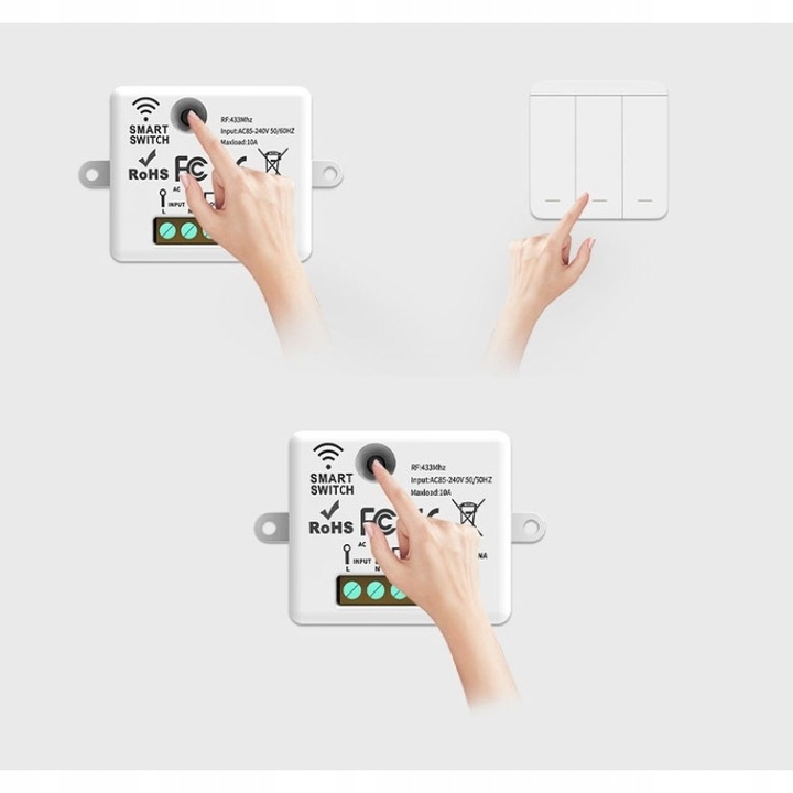 BEZPRZEWODOWY WŁĄCZNIK ŚWIATŁA Z 2 ODBIORNIKIEM RF 433 MHZ 10 A