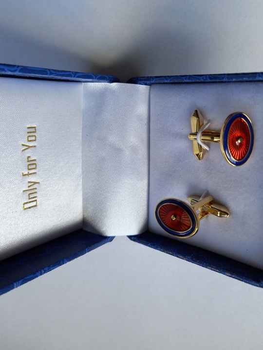 Ślubne weselne złote spinki do mankietów dla Pana Młodego ekskluzywne Etui