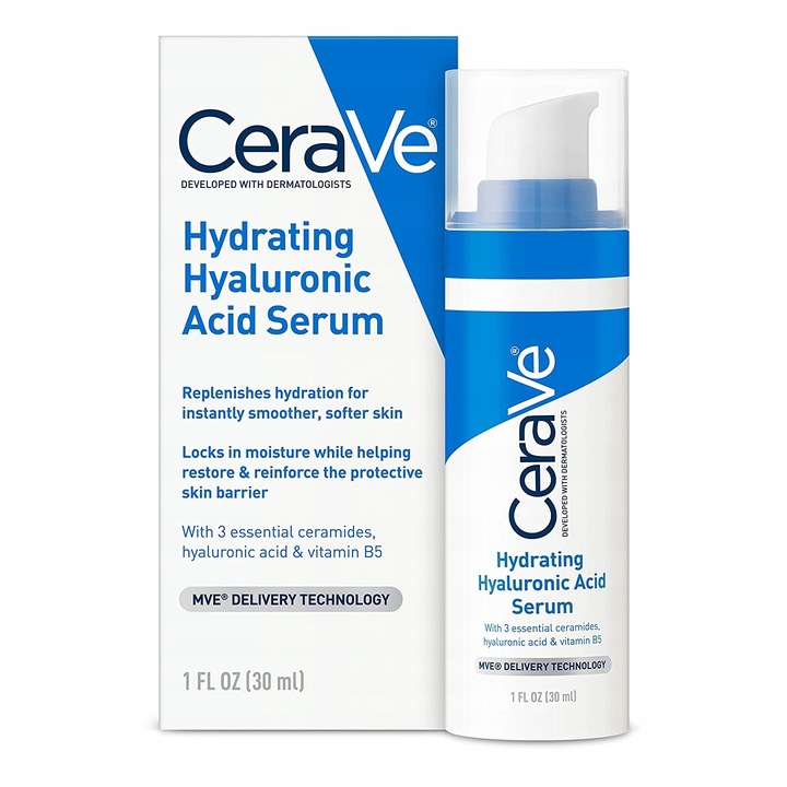 CeraVe Serum Nawilżające Do Twarzy z Kwasem Hialuronowym, Pantenolem 30ml