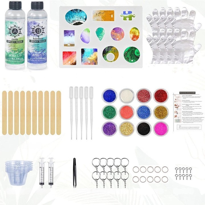 ŻYWICA EPOKSYDOWA ZESTAW STARTOWY DO ROBIENIA BIŻUTERII DLA DZIECI DIY