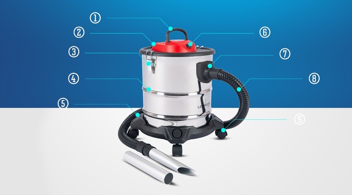 ODKURZACZ PRZEMYSŁOWY 2000W SUCHO DO KOMINKA GRUZU POPIOŁU DMUCHAWA