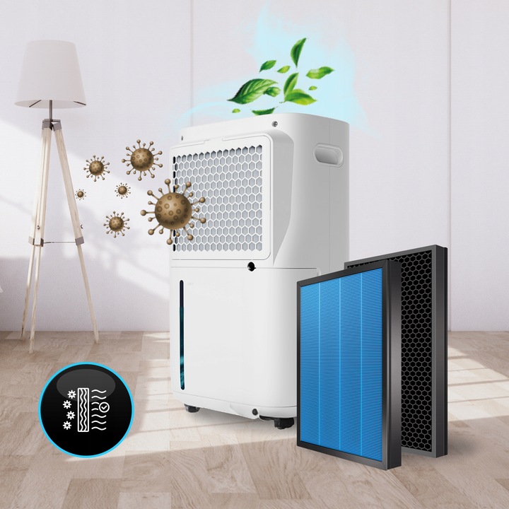 Osuszacz powietrza 20l oczyszczacz 2w1 Silent UV ION WiFi HEPA do 50m²