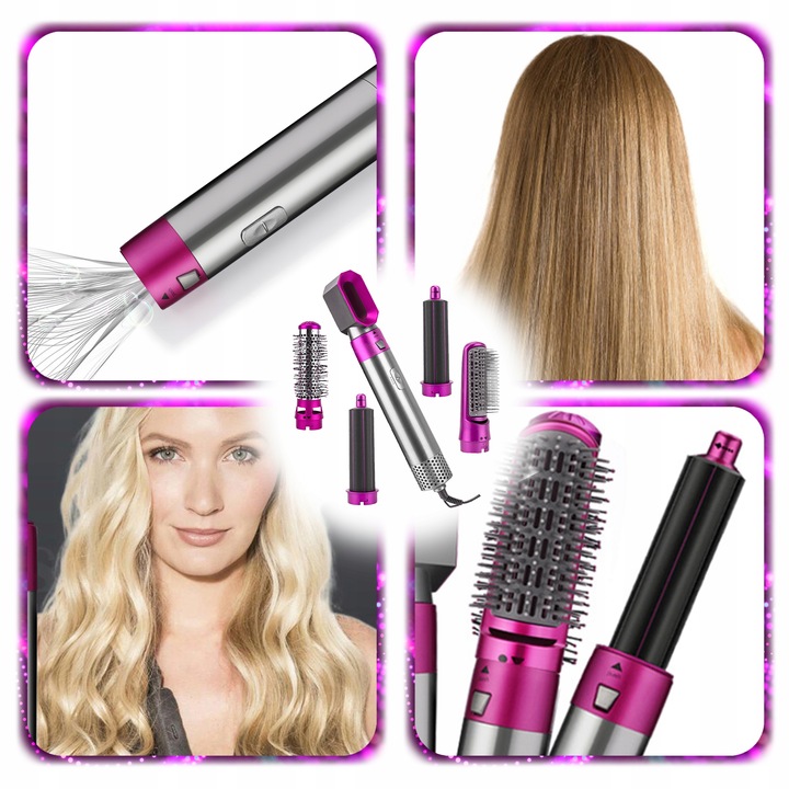 Lokówko-suszarka 5w1 Wielofunkcyjna JONIZACJA SZCZOTKA LOKI REGULACJA 1000W