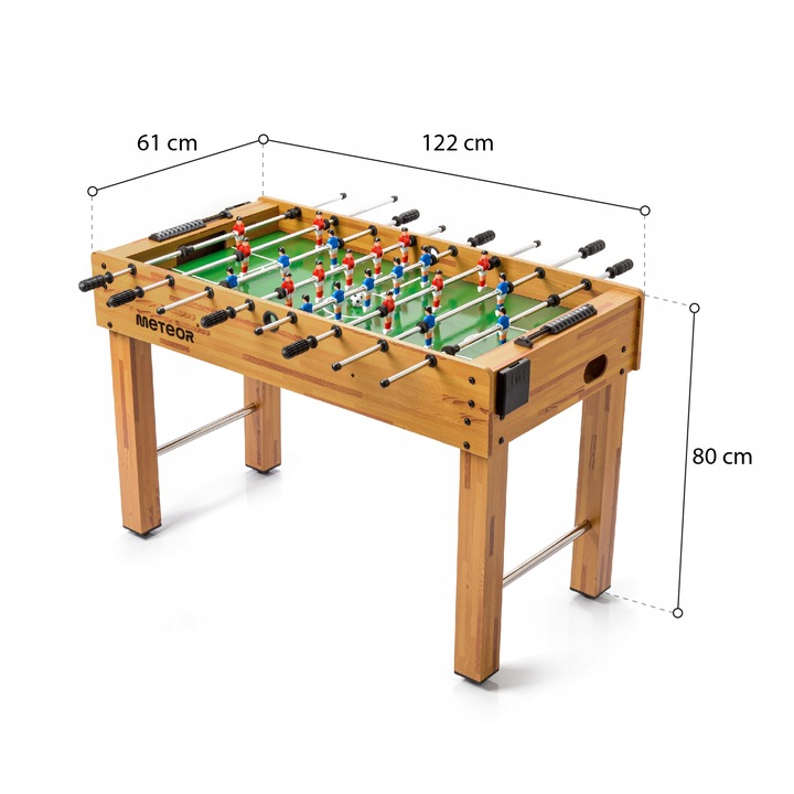 DUŻY STÓŁ DO PIŁKARZYKÓW PIŁKARZYKI METEOR 121x61x80 cm 4-4-2 MDF LAMINAT