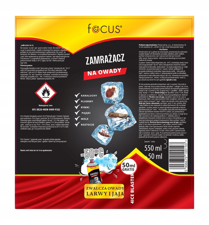 ZAMRAŻACZ na owady zwalcza larwy jaja pluskwy pająki karaluchy XXL