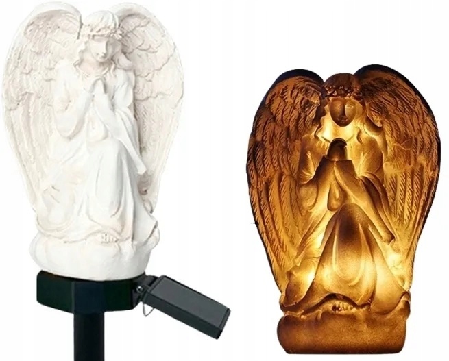 ANIOŁ SOLARNY LAMPKA LED NA WSZYSTKICH ŚWIĘTYCH NA CMENTARZ GRÓB