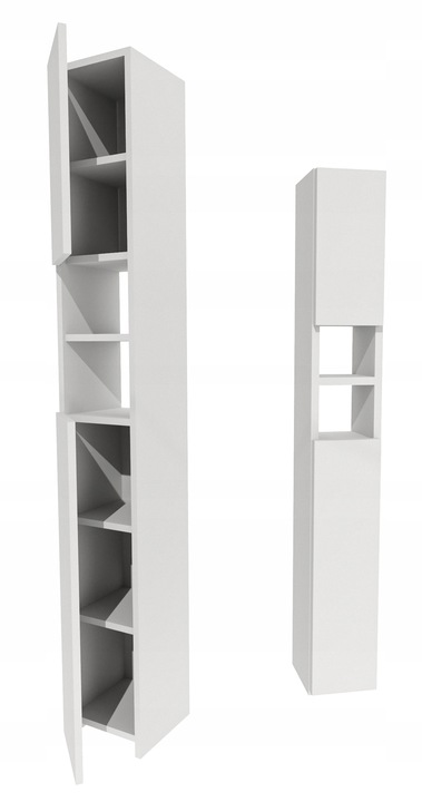 Szafka łazienka słupek łazienkowa stojąca wąska regał półka biały