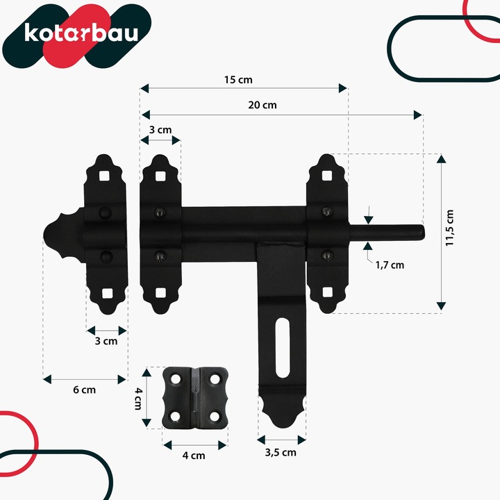 ZASUWA BRAMOWA GARAŻOWA RYGIEL BLOKADA ZAMKNIĘCIE DRZWI BRAMY CZARNA 200 MM