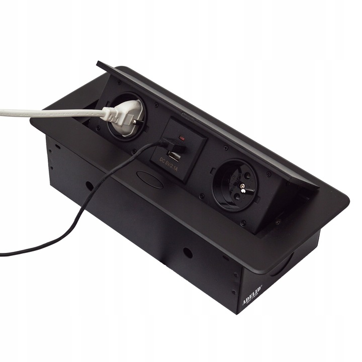 GNIAZDO CHOWANE W BLAT NABLATOWE + 2 USB GNIAZDKO