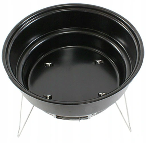 GRILL TURYSTYCZNY SKŁADANY PRZENOŚNY OKRĄGŁY Z UCHWYTEM CZARNY 26CM