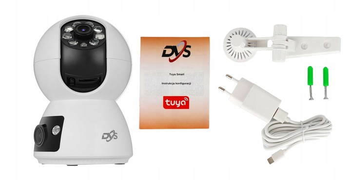 WĘWNĘTRZNA KAMERA WIFI OBROTOWA NIANIA SZEROKI KĄT 2 OBIEKTYWY 2Mpx TUYA