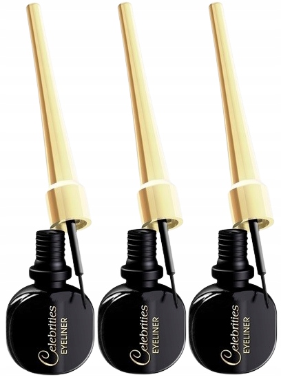3 x EVELINE EYELINER CELEBRITY CZARNY Odporny na wilgoć Wzmacnia