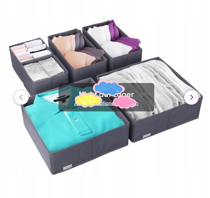 ORGANIZER NA BIELIZNĘ SKARPETKI DO SZUFLADY SZAFY ZESTAW POJEMNIK 6