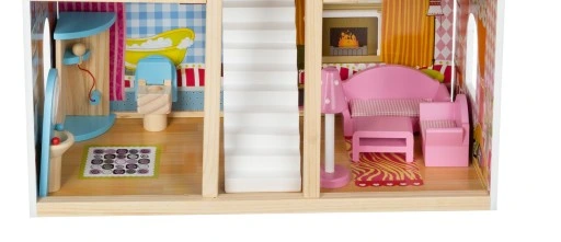 Drewniany Domek dla Lalek + Meble i Taras LED XXL