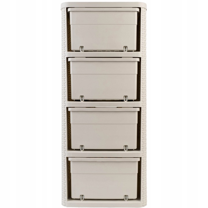 CURVER REGAŁ Z 4 SZUFLADAMI SZAFKA KOMODA ŁAZIENKOWY RATTAN KREMOWY