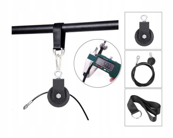 Wyciąg górny dolny do ściany sufitu zestaw domowy do ćwiczeń 110 kg + sznur