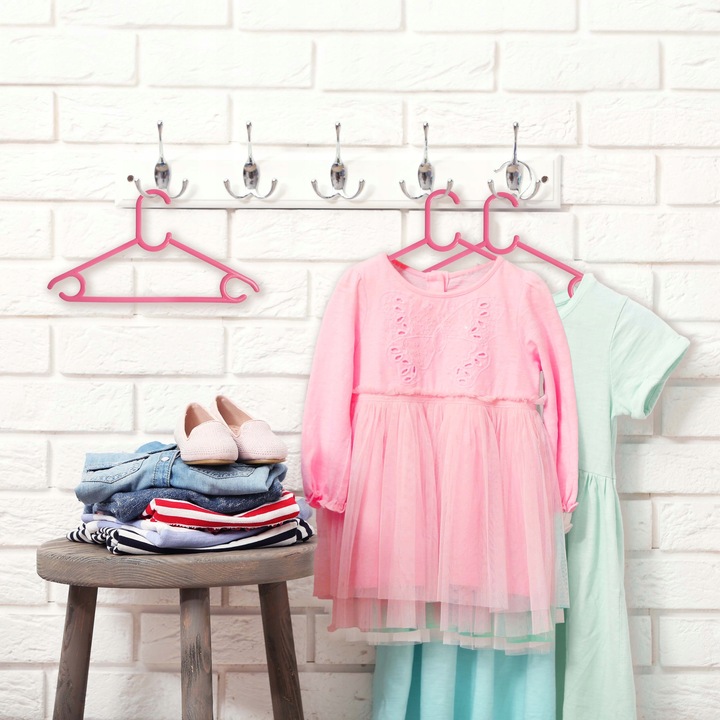 Wieszaki dziecięce dla dzieci na ubrania różowe 25 sztuk ubraniowe
