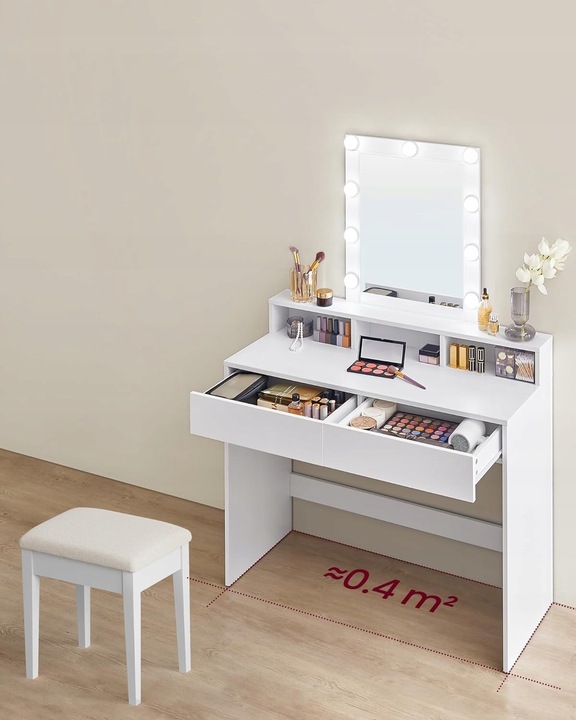 Toaletka z lustrem i oświetleniem biała nowoczesna