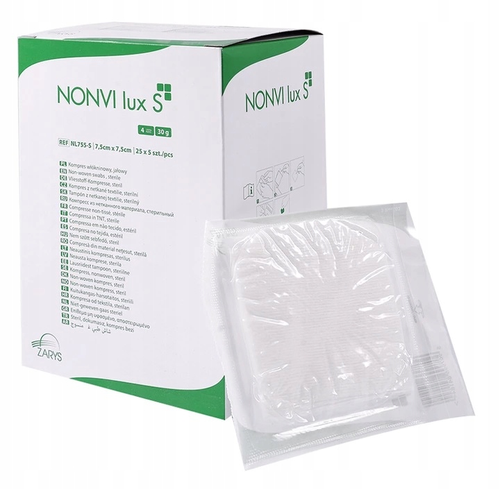ZARYS NONVI lux S-7,5cm x 7,5cm 25szt x 5szt Kompres włókninowy, jałowy