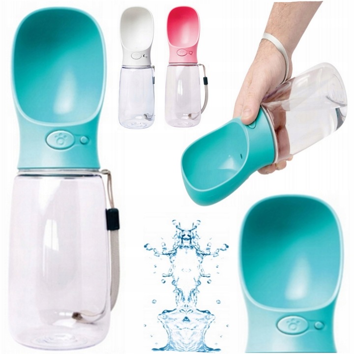 BUTELKA NA WODĘ DLA PSA BIDON POIDŁO MISKA 0,35L PRZENOŚNA SPACER TURYSTYCZ