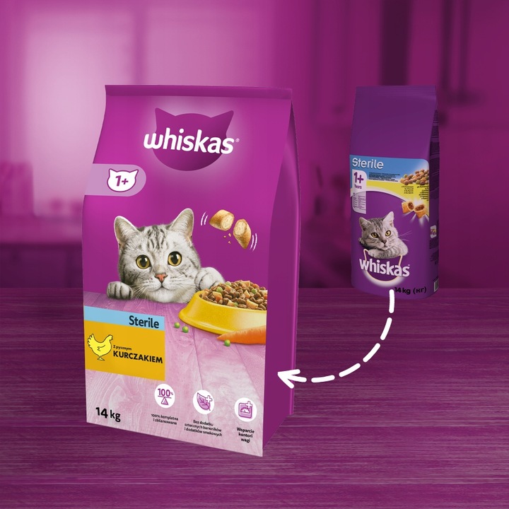 WHISKAS Sterile sucha karma dla kota po sterylizacji z kurczakiem 14