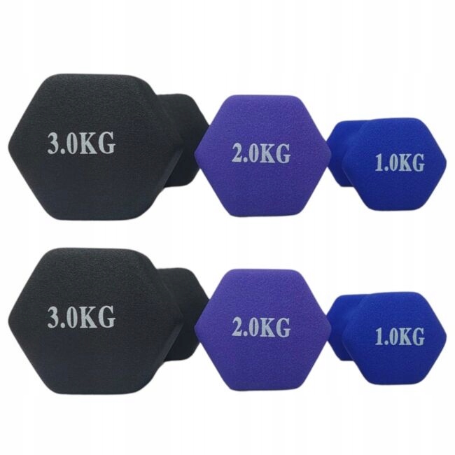 Zestaw hantli do ćwiczeń hantle hantelki ciężarki fitness stojak 1/2/3KG 12