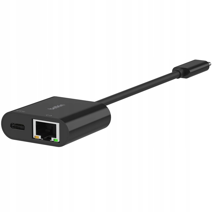 Adapter z ładowaniem USB-C PD 3.0 100W do GB Ethernet, Belkin przejściówka