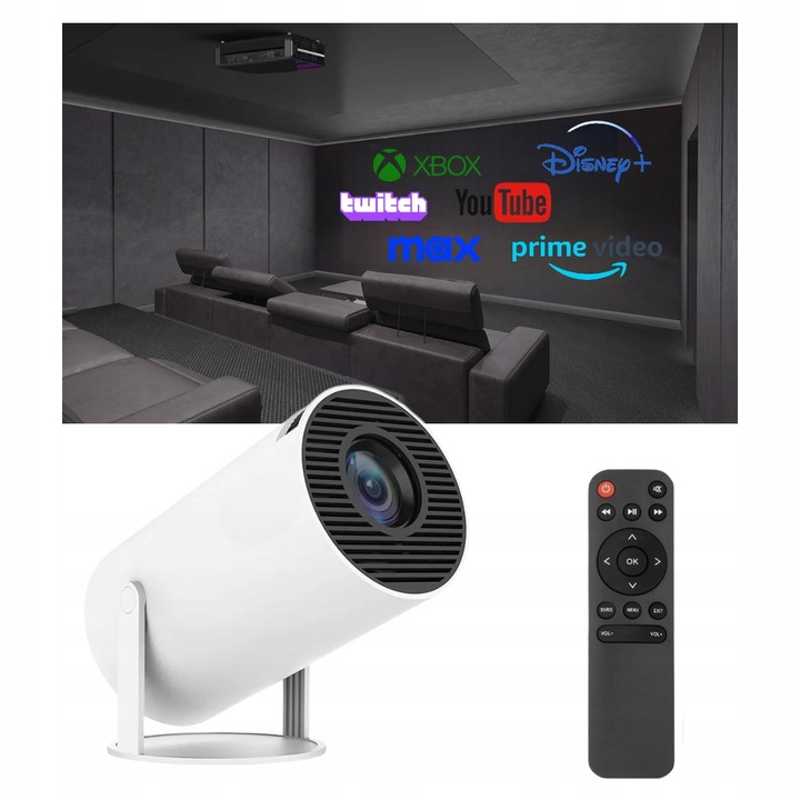 Rzutnik Projektor WiFi Pilot Android TV 130 cali 4K FULL HD HY300 PRO