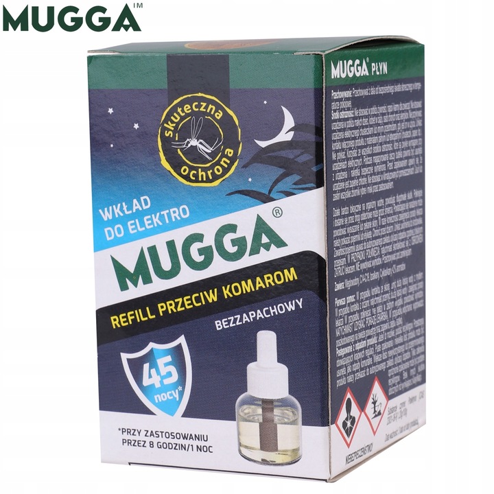 MUGGA na KOMARY ELEKTRO + 2 x Wkład płyn 5ml ODSTRASZACZ do kontaktu ZESTAW