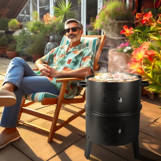 GRILL WĘDZARNIA OGRODOWY WĘGLOWY PALENISKO 3W1 TERMOMETR 3 RUSZTY