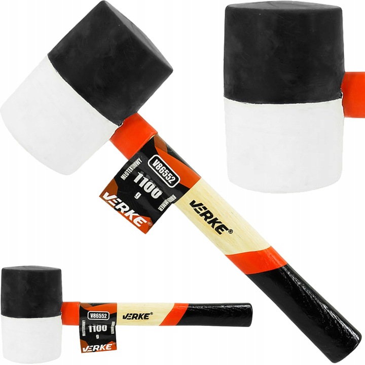 MŁOTEK GUMOWY BRUKARSKI BLACHARSKI DO KOSTKI 1100g TRZONEK DREWNIANY