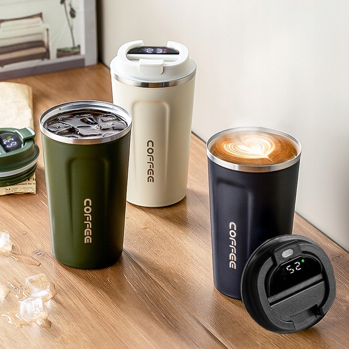 KUBEK TERMICZNY TERMOS 510 ML WYŚWIETLACZ EKRAN LCD NA SMART KAWĘ HERBATĘ