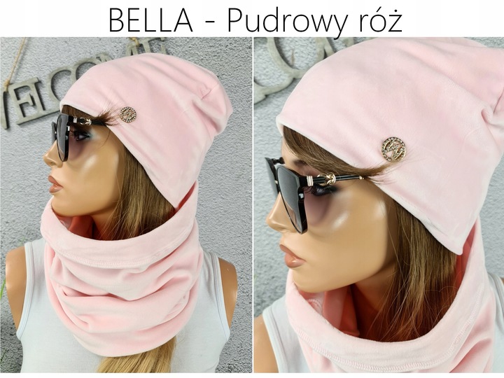 CIEPŁY KOMPLET CZAPKA + KOMIN damski szal - KOLORY