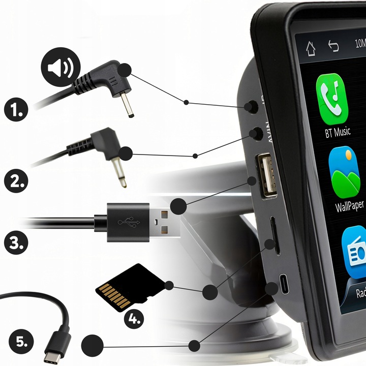 RADIO SAMOCHODOWE 7 CALI ANDROID APPLE CARPLAY KAMERA COFANIA