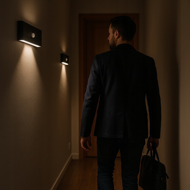 Lampka nocna z Czujnikiem Ruchu na akumulator samoprzylepna na ścianę